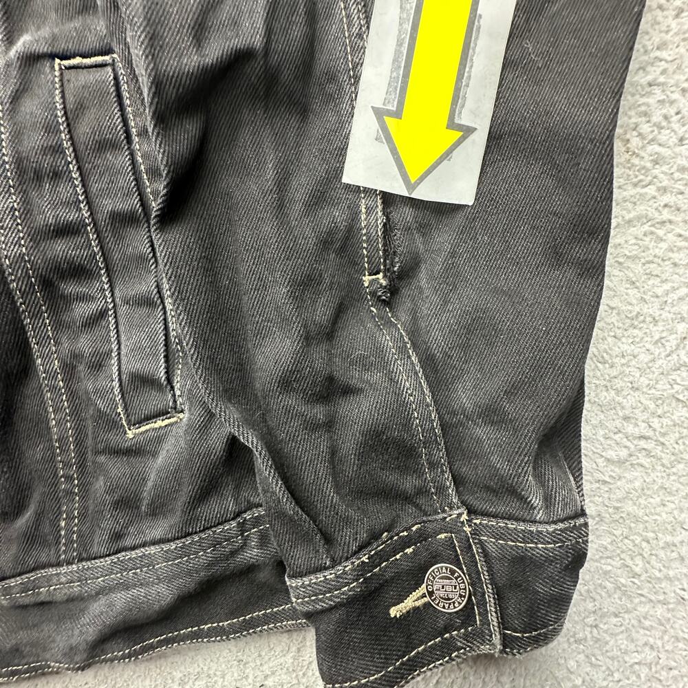 Vintage 90s FUBU Denim Jean Trucker Jacket Mens 4XL Black Button Pockets - Picture 6 of 14